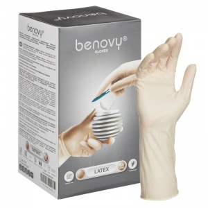 Перчатки одноразовые латексные хирургические Benovy, стерильные, неопудренные, размер 8.5, 50 пар в упаковке