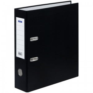 Папка с арочным механизмом OfficeSpace (А4, 80мм, картон/бумвинил) с карманом на корешке, черная (340063)