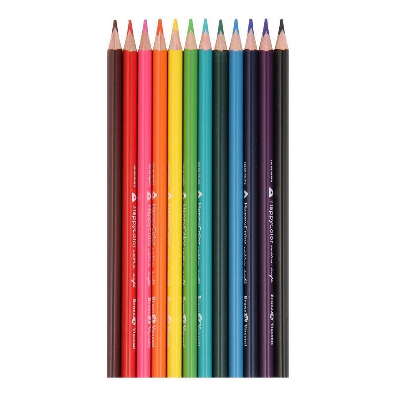 Карандаши цветные 12 цветов Bruno Visconti HappyColor (L=175мм, 3гр), 12 уп.
