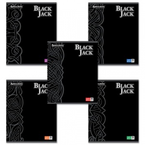 Тетрадь общая 96л, А5 Brauberg "Black Jack" (клетка, скрепка, картон мелованный) (EAC, 401848)