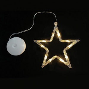 Световая фигура на присоске Золотая Сказка "Звезда", 10 LED, на батарейках, теплый белый, 2шт. (591278)