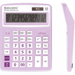 Калькулятор настольный Brauberg Extra Pastel-12-PR (12-разрядный) сиреневый (250489)