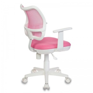 Кресло детское компьютерное Бюрократ CH-W797, ткань/сетка розовая, пластик белый (CH-W797/PK/TW-13A)