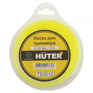 Леска для триммера Huter TS3012, 3.0мм х 12м, сечение витой квадрат, блистер (71/2/3)
