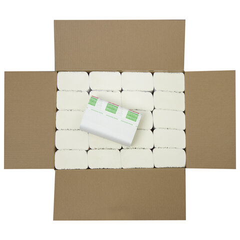 Полотенца бумажные для держателя 2-слойные Лайма H2 Advanced White, листовые Z-сложения, 20 пачек по 200 листов
