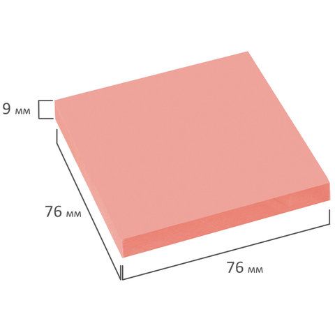 Стикеры (самоклеящийся блок) Brauberg, 76x76мм, розовый неон, 90 листов (122704), 12 уп.