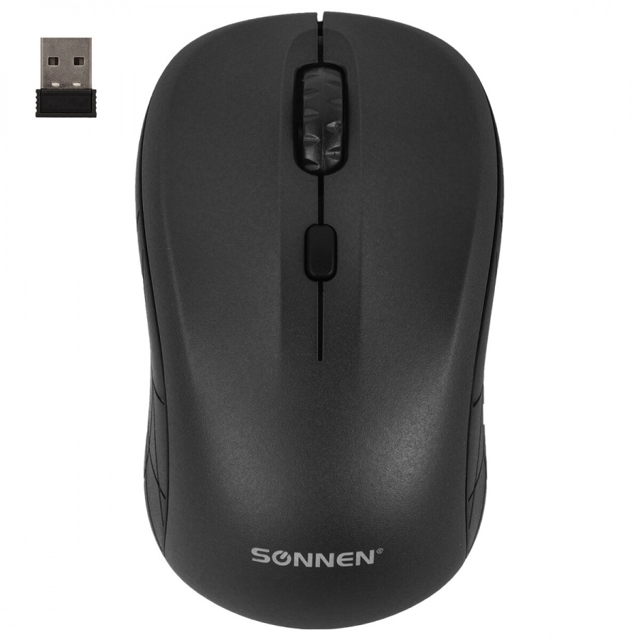 Мышь оптическая беспроводная Sonnen V-111, USB, 4 кнопки, оптическая, черная (513518)