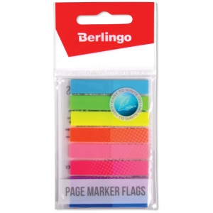 Клейкие закладки пластиковые Berlingo, 8 цветов неон по 20л., 45x8мм (LSz_45080), 24 уп.