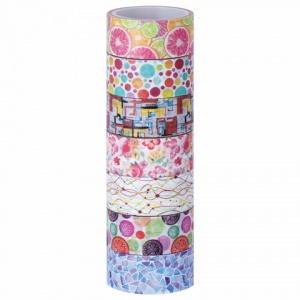 Набор WASHI-лент для декора Остров Сокровищ "Микс №2", 15мм х 3м, 7 цветов, рисовая бумага (661710), 12 уп.