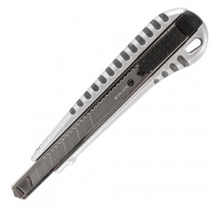 Нож универсальный 9мм Brauberg Metallic, металлический корпус (рифленый), автофиксатор (236971), 24шт.