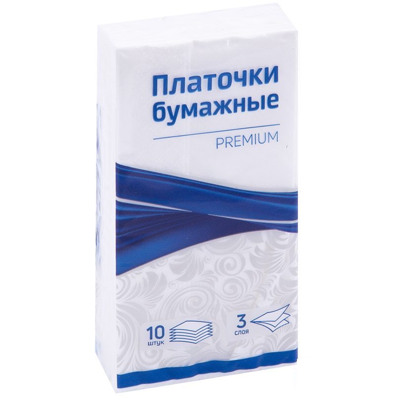 Платки носовые 3-слойные OfficeClean Premium, белые, 10 пачек по 10 платков (279678)