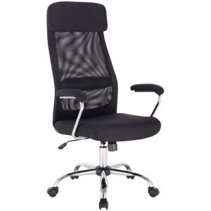 Кресло руководителя Easy Chair 591 TC, сетка/ткань черная, металл черный