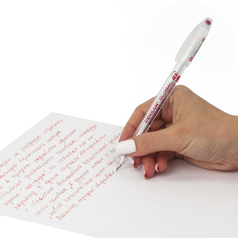 Ручка шариковая Pensan Global-21 (0.3мм, красный цвет чернил, масляная основа) 12шт. (2221/12)