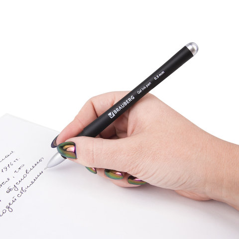 Ручка гелевая Brauberg Impulse (0.35мм, черный, игольчатый наконечник) 1шт. (141183)