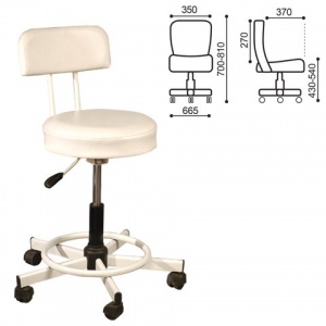 Кресло офисное РС12, кожзам белый, пластик черный, без подлокотников (РС01.00.12-210-)