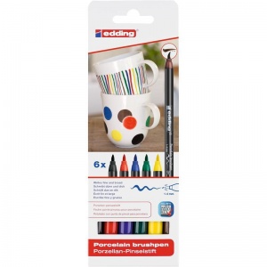 Кисть-ручка для письма по фарфору Edding E-4200 (1-4мм, набор 6 цветов) пластик (E-4200/1)