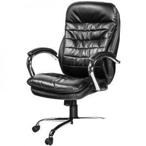 Кресло руководителя Easy Chair 515 RT, рециклированная кожа черная, хром