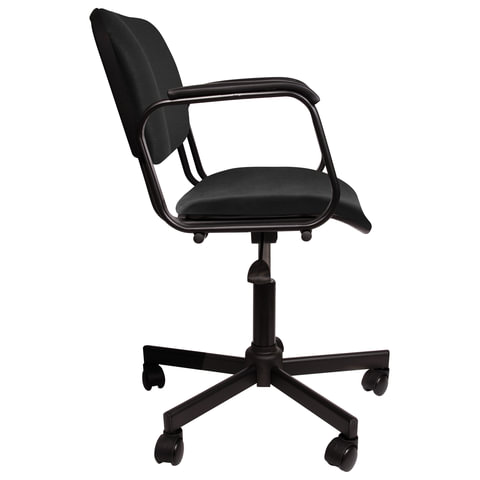 Кресло офисное КР08, кожзам черный, пластик черный, с подлокотниками (КР01.00.08-201-)