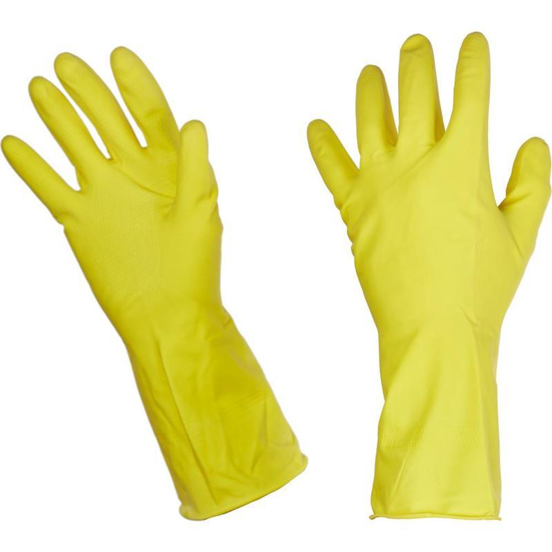 Перчатки резиновые Paclan Professional, с хлопковым напылением, размер 7 (S), желтые, 1 пара (139200)