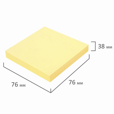 Стикеры (самоклеящийся блок) Юнландия, 76х76мм, желтый пастель, 100 листов, 24 уп. (111347)