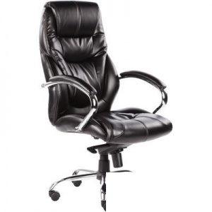 Кресло руководителя Easy Chair 535 MPU, кожзам черный, хром