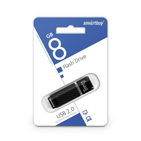 Флэш-диск USB 8Gb SmartBuy Quartz, черный (SB8GbQZ-K)