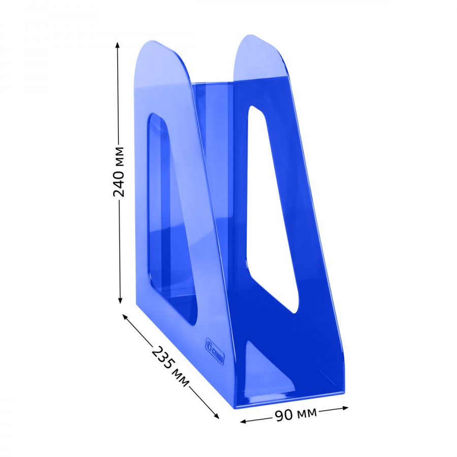 Лоток для бумаг вертикальный Стамм &quot;Фаворит&quot;, 90мм, тонированный синий (ЛТВ-30556), 6шт.