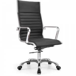 Кресло руководителя Easy Chair 704 TL, кожа черная, хром