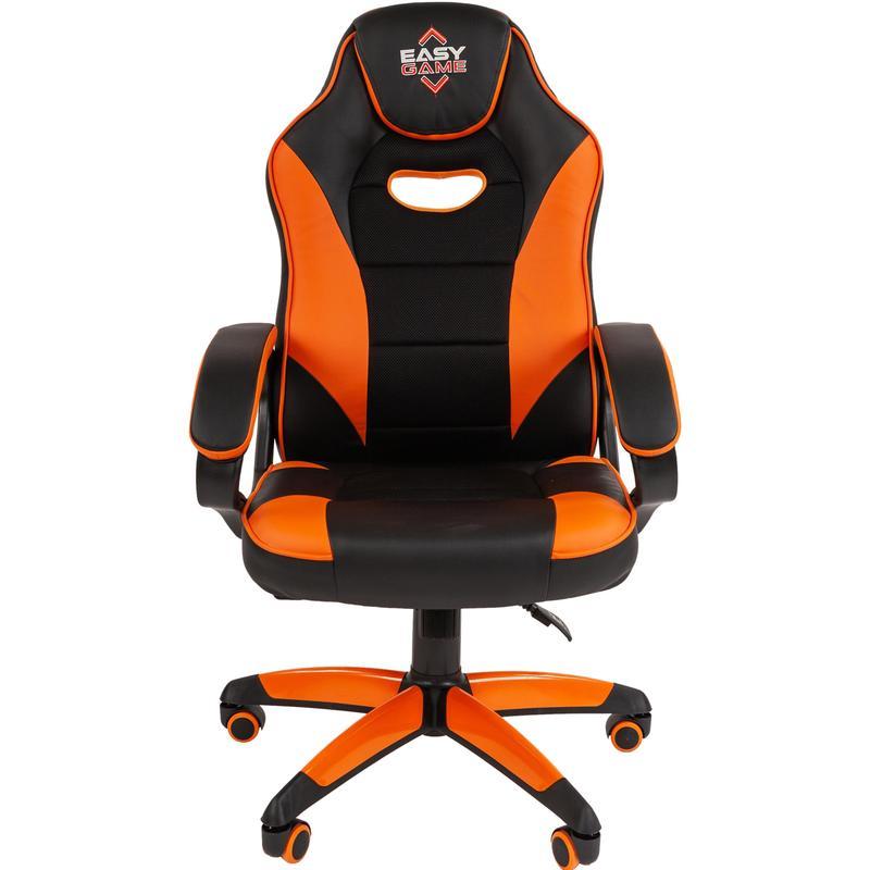 Кресло игровое Easy Chair 690 TPU, экокожа/ткань оранжевое/черное, экокожа/ткань, пластик