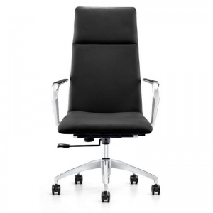 Кресло руководителя Easy Chair 593 TPU, кожзам черный, полированный алюминий