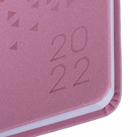 Еженедельник датированный на 2022 год А6 Brauberg Glance (64 листа) обложка кожзам, розовый, 3шт. (112898)