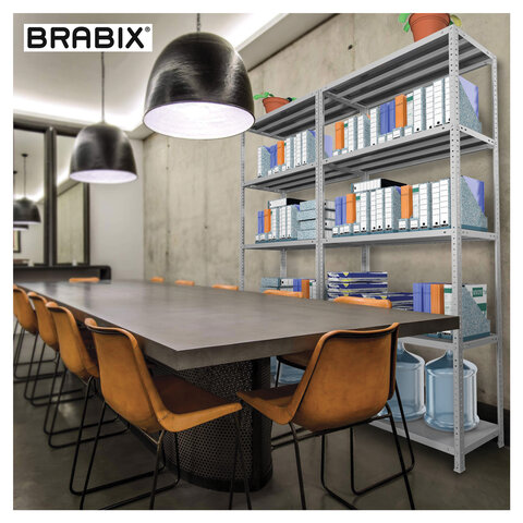 Стеллаж металлический Brabix &quot;MS Plus-185/30-4&quot;, 1850х1000х300мм, 4 полки, регулируемые опоры (S241BR153402)