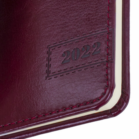 Еженедельник датированный на 2022 год А6 Brauberg Imperial (64 листа) обложка кожзам, бордовый, 3шт. (112886)