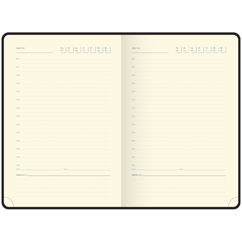 Ежедневник недатированный А5 Berlingo Color Zone (136 листов) обложка кожзам синяя, черный срез, с резинкой (UD0_86503)
