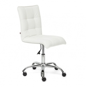 Кресло офисное Zero, кожзам белый, металл