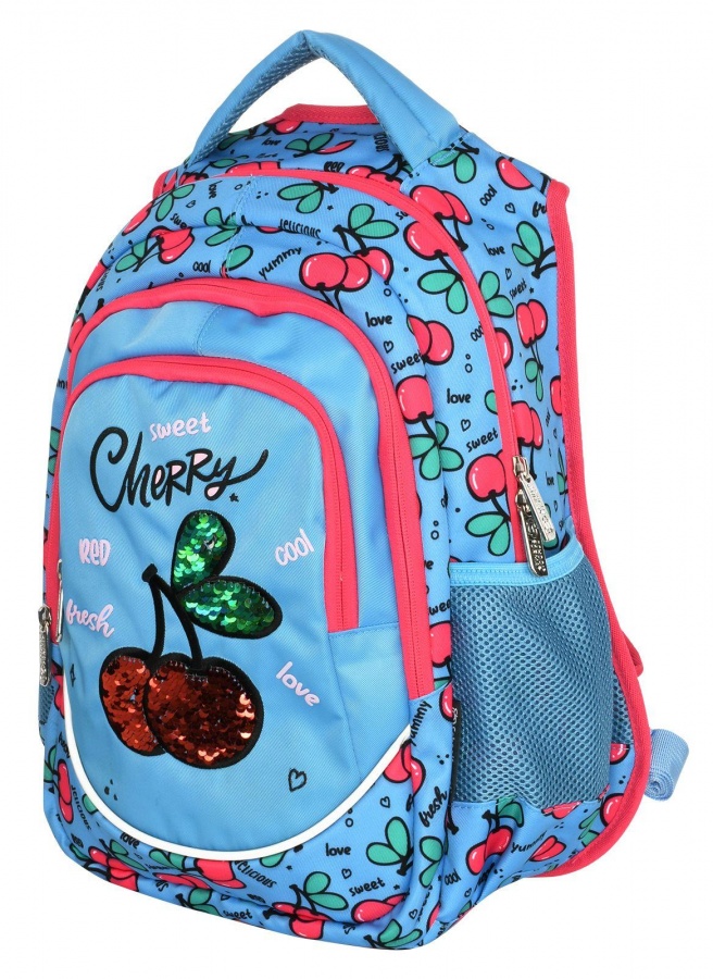 Рюкзак школьный schoolФОРМАТ Cherries, модель Soft 3, мягкий каркас, трехсекционный, 40х28х20см, 22л, для девочек