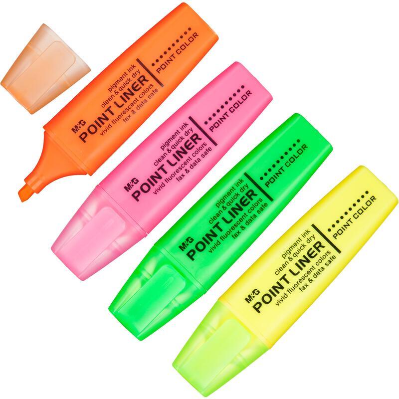 Набор маркеров-текстовыделителей M&G (1-5 мм, 4 цвета, ароматизатор) 4шт.