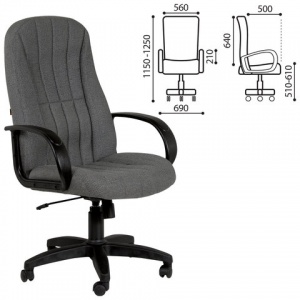 Кресло руководителя "Классик" СН 685, ткань серая, пластик черный (1114854)