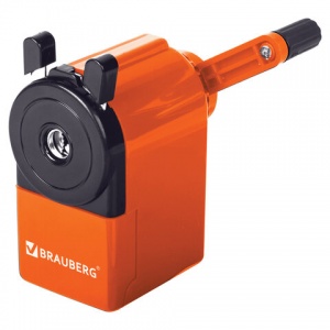 Точилка для карандашей механическая Brauberg Jet (1 отверстие, металлический механизм) оранжевая, 2шт. (229567)