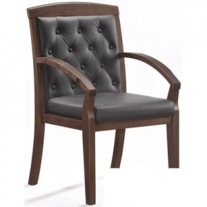 Конференц-кресло EChair 422 KR, рециклированная кожа черная, темный орех, 1шт.