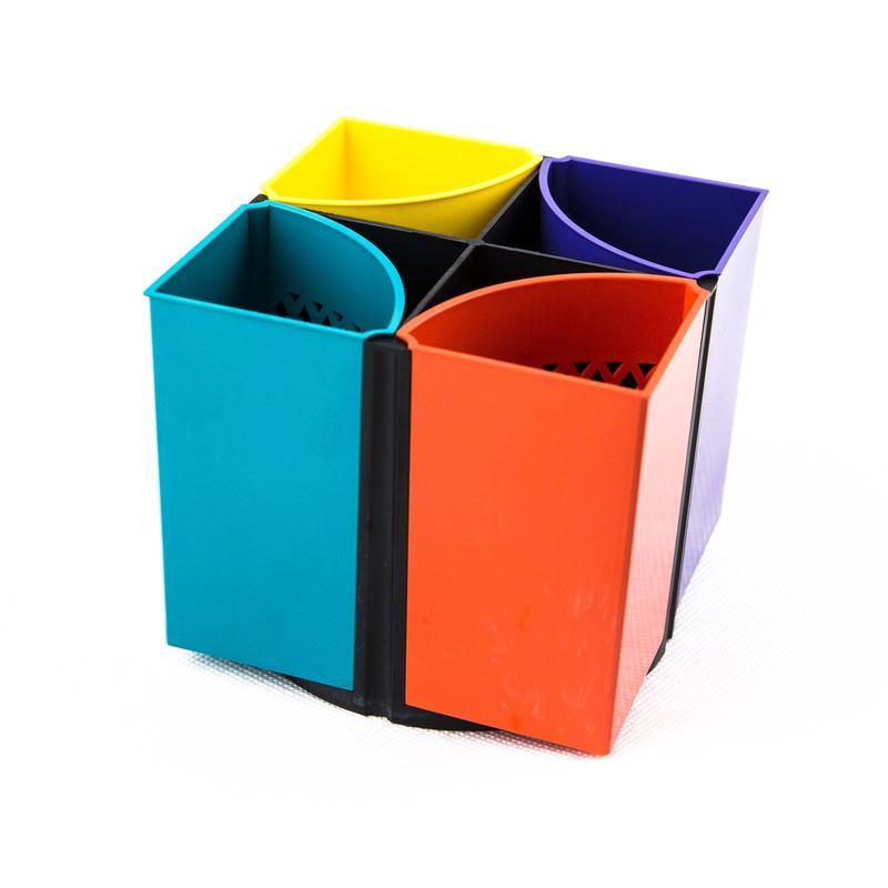 Настольный набор пластиковый вращающийся Attache Квартет (16 предметов) разноцветный, 8 отделений