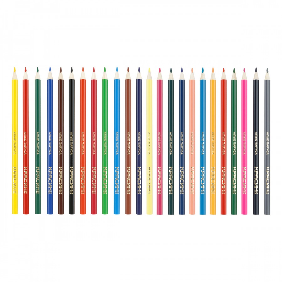 Карандаши цветные 24 цвета Красин &quot;Алые Паруса&quot; (d=3мм, 3гр) картон, европодвес (КР-2401), 10 уп.