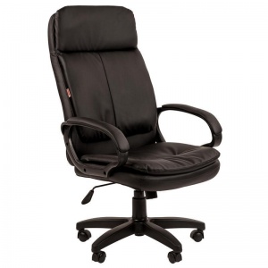 Кресло руководителя EChair 691 TPU, экокожа черная, пластик