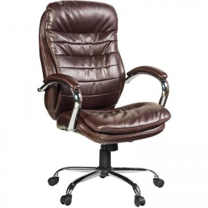 Кресло руководителя Easy Chair 515 RT, рециклированная кожа коричневая, хром