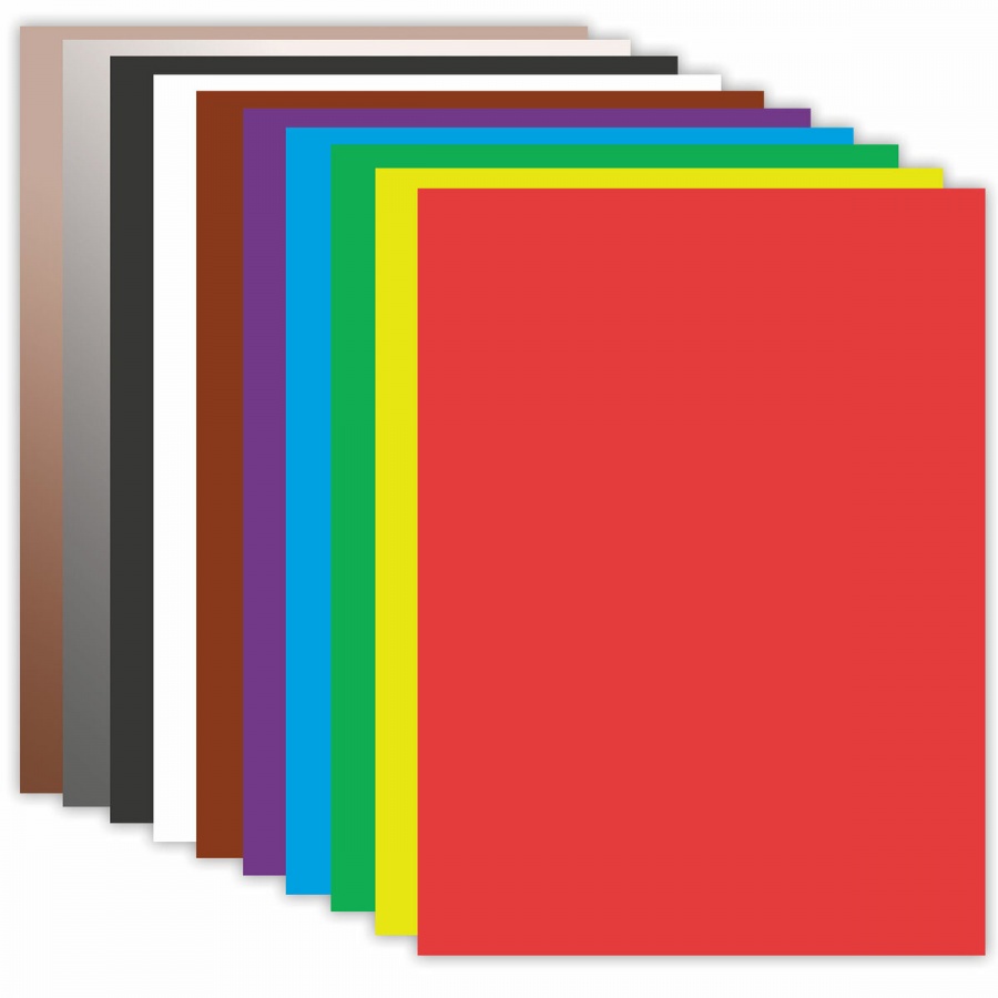 Картон цветной мелованный Brauberg Kids &quot;Волшебный&quot; (А4, 3 папки по 10 листов, 10 цветов) (880255)