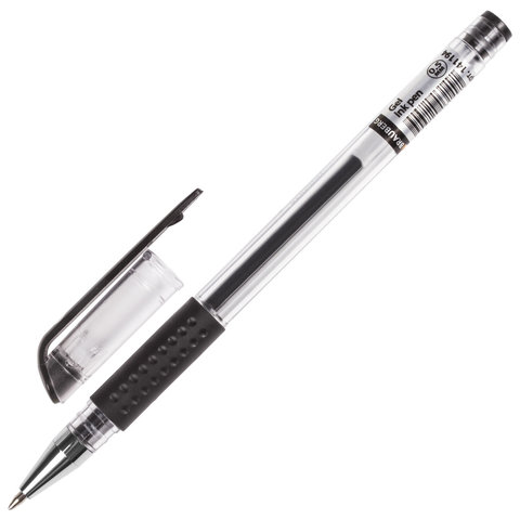 Ручка гелевая Brauberg Number One (0.35мм, черный, резиновая манжетка) 12шт. (141194)