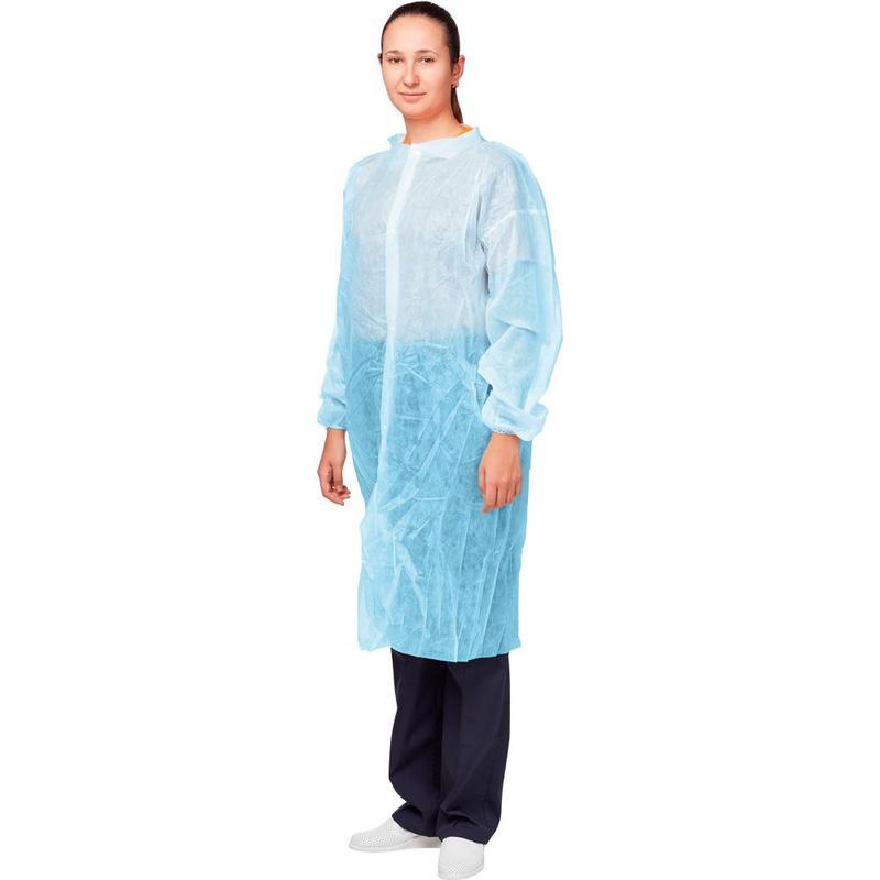 Мед.одежда Халат одноразовый на кнопках, голубой, размер 52-54, XL, 10шт.