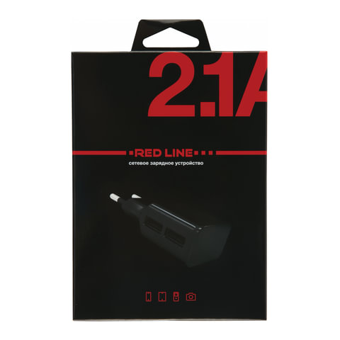 Сетевое зарядное устройство Red Line NT-2A, 2xUSB, кабель USB Type-C, черный (УТ000012252)