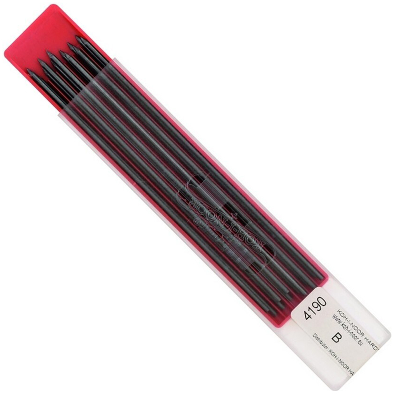 Сменные стержни для цанговых карандашей Koh-I-Noor 4190 (2B, 2мм) 12шт., пласт. пенал, 12 уп. (419002B013PK)
