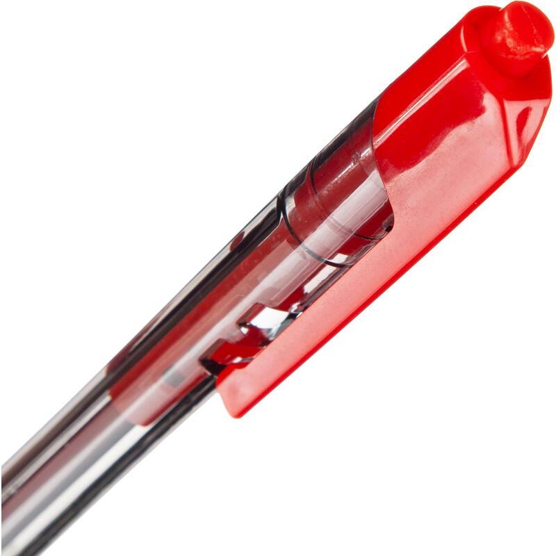 Ручка шариковая автоматическая Deli Arrow (0.35мм, красный цвет чернил), 12шт.